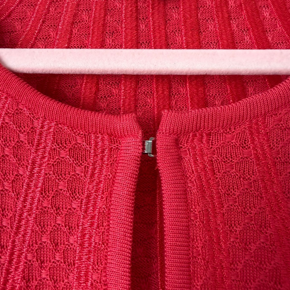 Misook Cardigan Sweater Womens 3X Coral Textured Knit Open Front 3/4 Sleeve - Picture 7 of 12